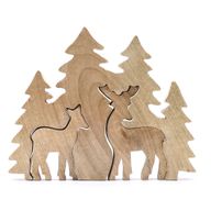 Ztraceni v Lese - 2 Jeleni v Lese 3D - Dřevěná Dekorace 18x23cm