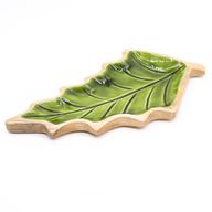 Ztraceni v Lese - Smaltovaná Dřevěná Miska ve Tvaru Listu - 33x17cm