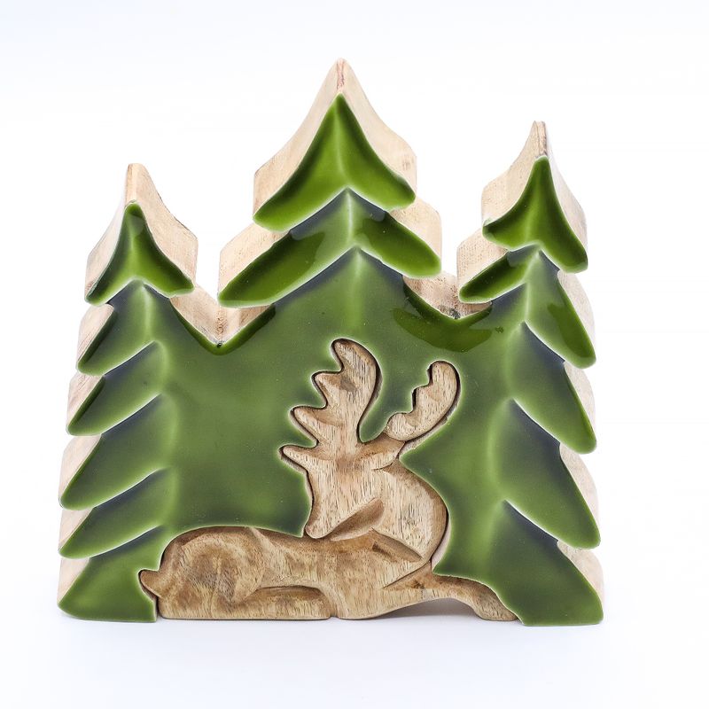 Ztraceni v Lese - Jelen v Lese 3D - Dřevěná Dekorace 23x20cm