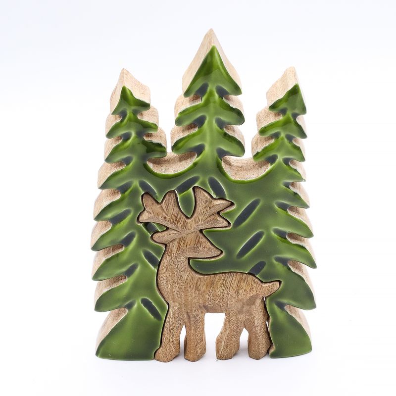 Ztraceni v Lese -  Jelen v Lese 3D - Dřevěná Dekorace 25x15cm