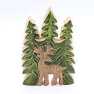 Ztraceni v Lese -  Jelen v Lese 3D - Dřevěná Dekorace 25x15cm
