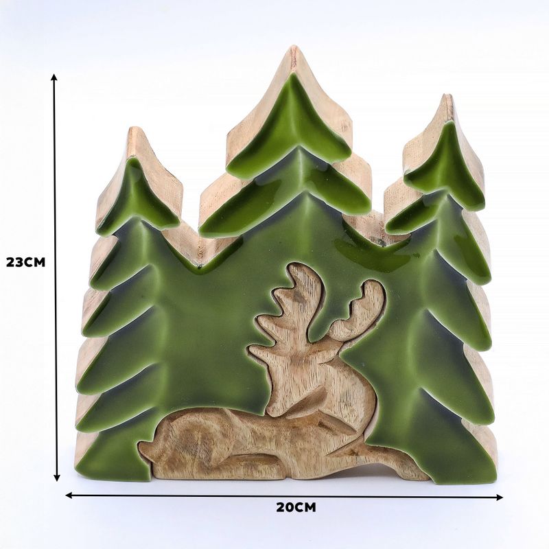 Ztraceni v Lese - Jelen v Lese 3D - Dřevěná Dekorace 23x20cm