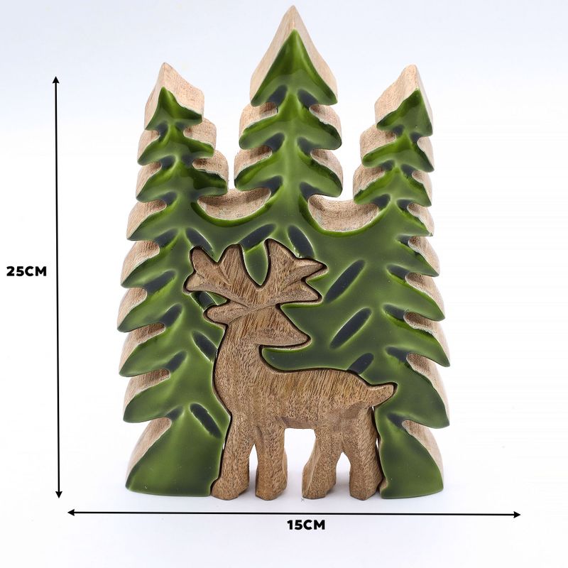 Ztraceni v Lese -  Jelen v Lese 3D - Dřevěná Dekorace 25x15cm