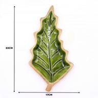 Ztraceni v Lese - Smaltovaná Dřevěná Miska ve Tvaru Listu - 33x17cm