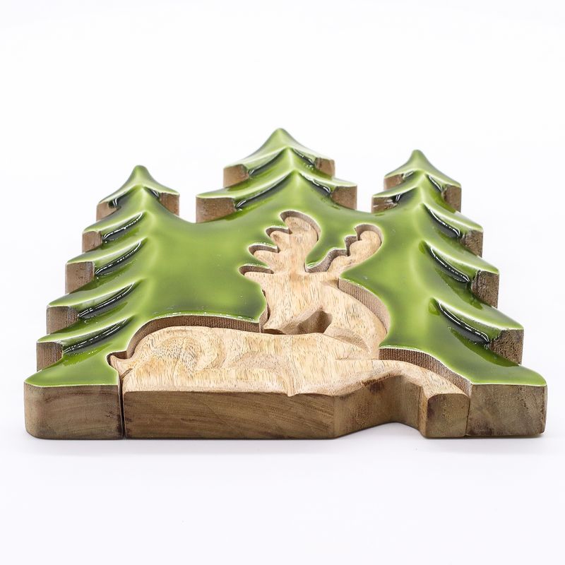 Ztraceni v Lese - Jelen v Lese 3D - Dřevěná Dekorace 23x20cm