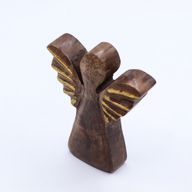 Malý Anděl z Mangového Dřeva - Zlatý Dekor - 12cm
