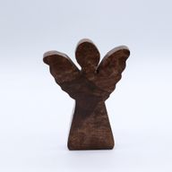 Malý Anděl z Mangového Dřeva - Zlatý Dekor - 12cm
