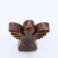 Malý Anděl z Mangového Dřeva - Zlatý Dekor - 12cm