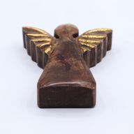 Malý Anděl z Mangového Dřeva - Zlatý Dekor - 12cm