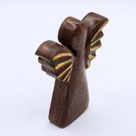 Střední Anděl z Mangového Dřeva - Zlatý Dekor - 16cm