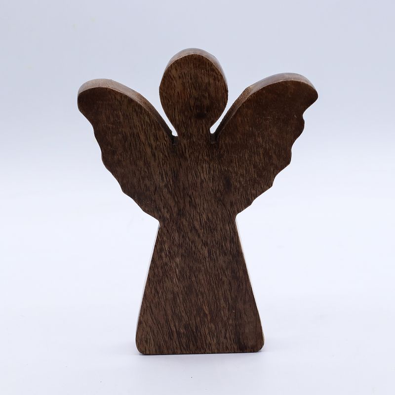 Střední Anděl z Mangového Dřeva - Zlatý Dekor - 16cm