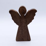 Střední Anděl z Mangového Dřeva - Zlatý Dekor - 16cm