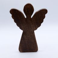 Velký Anděl z Mangového Dřeva - Zlatý Dekor - 19cm