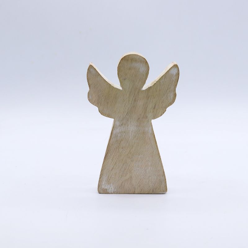 Anděl z Mangového Dřeva - Bílý Vymývaný - 13cm