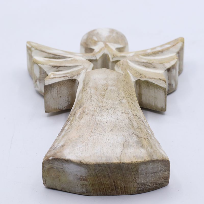 Anděl z Mangového Dřeva - Bílý Vymývaný s Výřezem Hvězdy - 18cm