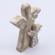 Anděl v Andělovi z Mangového Dřeva - Bílý Vymývaný - 15cm