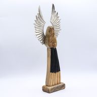 Velký Anděl Ochránce z Mangového Dřeva a Kovovými Křídly & Smaltovaným Detailem - 40cm
