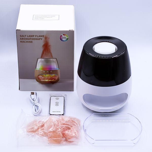 Aroma Difuzér s Efektem Plamene Solného Kamene - Bílý USB - Změna Barvy a Časovač