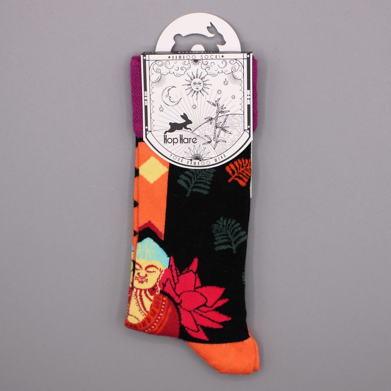 Hop Hare Bambusové Ponožky (41-46) - Růžový Buddha & Lotos 