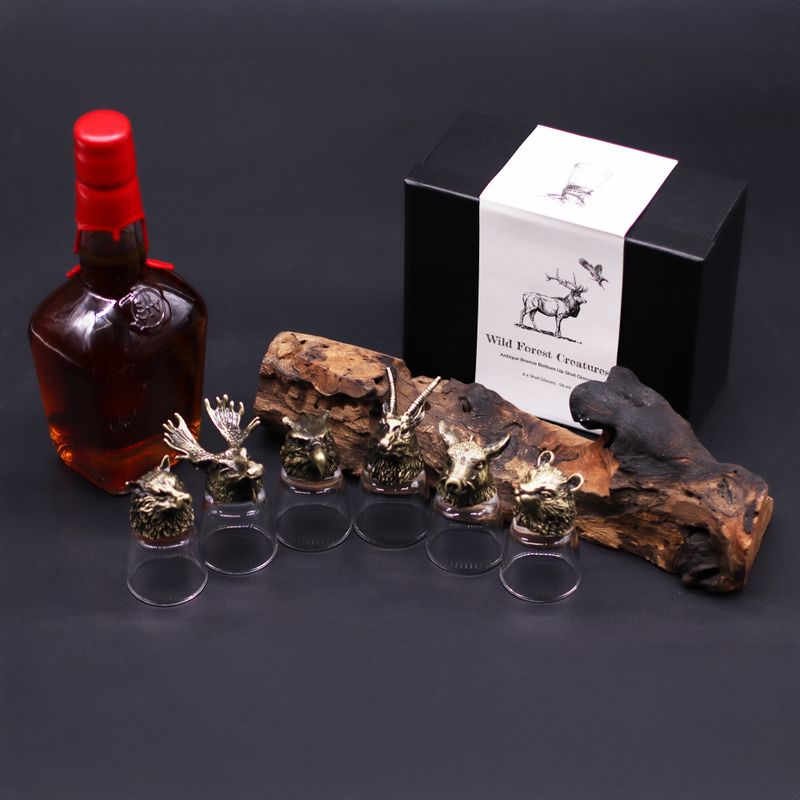 Dárková Sada 6 Panáků Bottom Up (50ml) - Bytosti Divokého Lesa - Starožitný Bronz