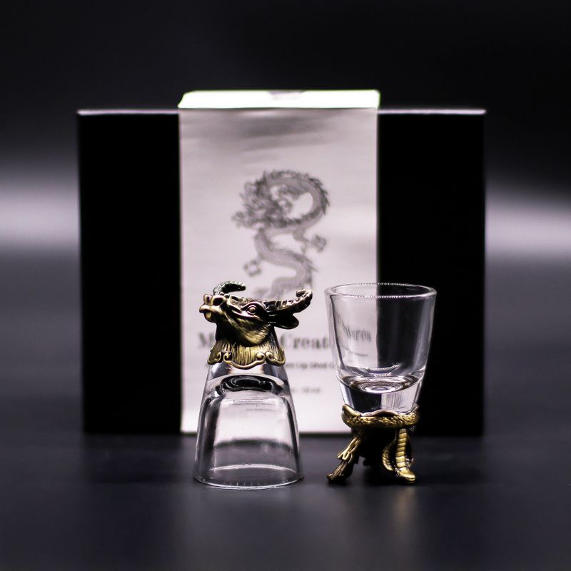 Dárková Sada 6 Panáků Bottom Up (50ml) - Mystické Bytosti - Starožitný Bronz