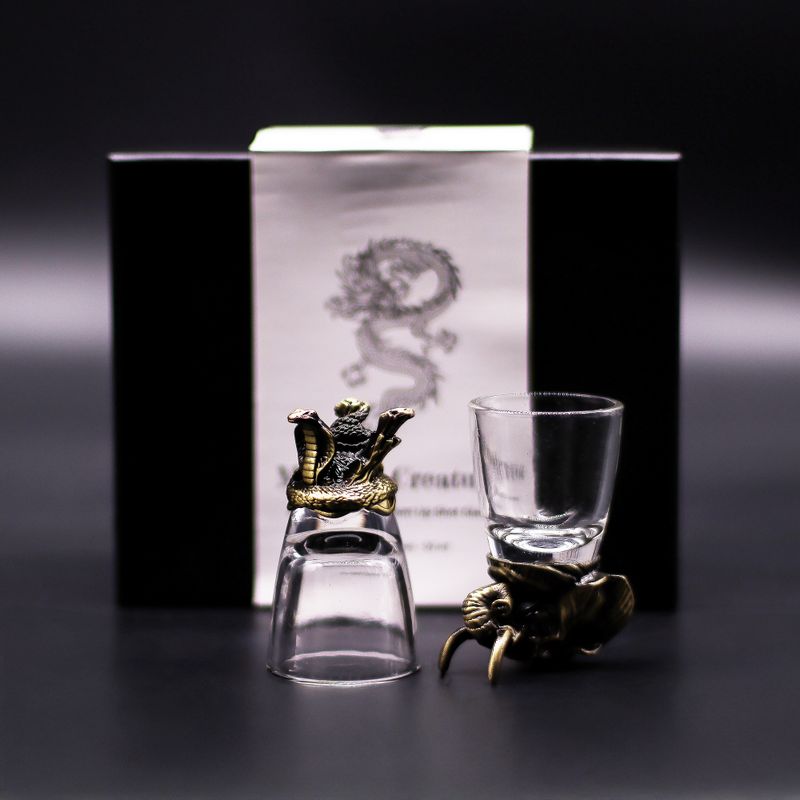 Dárková Sada 6 Panáků Bottom Up (50ml) - Mystické Bytosti - Starožitný Bronz