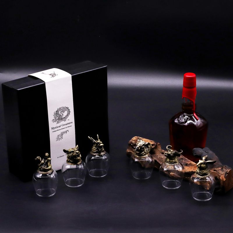 Dárková Sada 6 Sklenic Bottom Up Bottom Up (100ml) - Mystické Bytosti - Starožitný Bronz