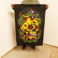 Bavlněné Nástěnné Závěsy (70x110cm) - Mrtvá Lebka