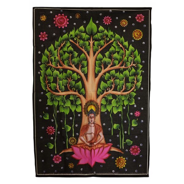 Bavlněné Nástěnné Závěsy (70x110cm) - Buddha Bodhi Strom