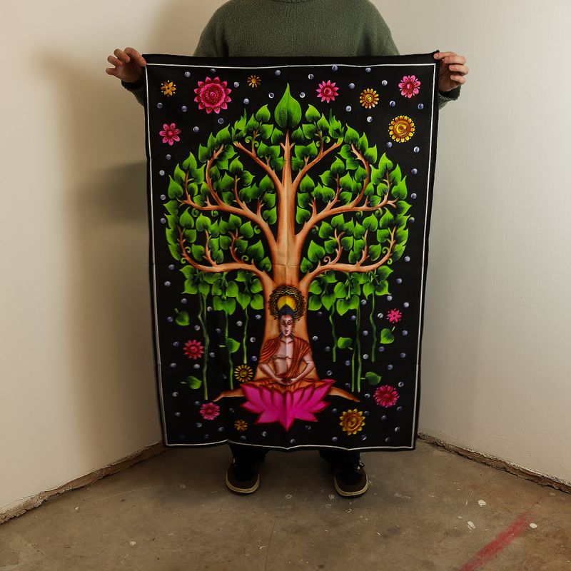 Bavlněné Nástěnné Závěsy (70x110cm) - Buddha Bodhi Strom
