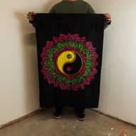 Bavlněné Nástěnné Závěsy (70x110cm) - Ying & Yang Mandala