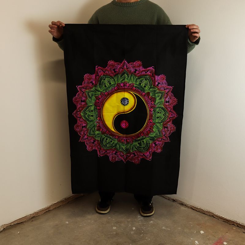 Bavlněné Nástěnné Závěsy (70x110cm) - Ying & Yang Mandala