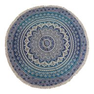 Malý Mandala Kruhový Nástěnný Závěs (130cm) - Klasická Modrá