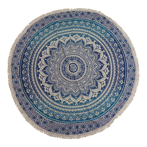 Malý Mandala Kruhový Nástěnný Závěs (130cm) - Klasická Modrá
