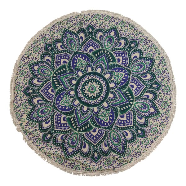 Malý Mandala Kruhový Nástěnný Závěs (130cm) - Tyrkysová a Modrá