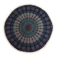 Malý Mandala Kruhový Nástěnný Závěs (130cm) - Páví Modrá