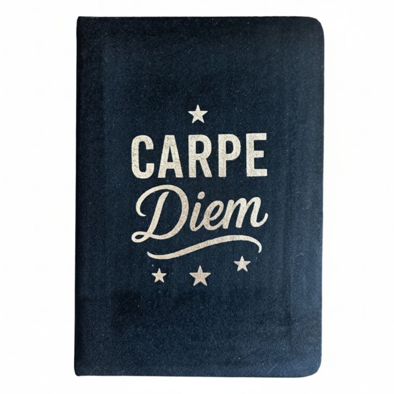 Sametový Zápisník - 80 stran - Carpe Diem - Černý