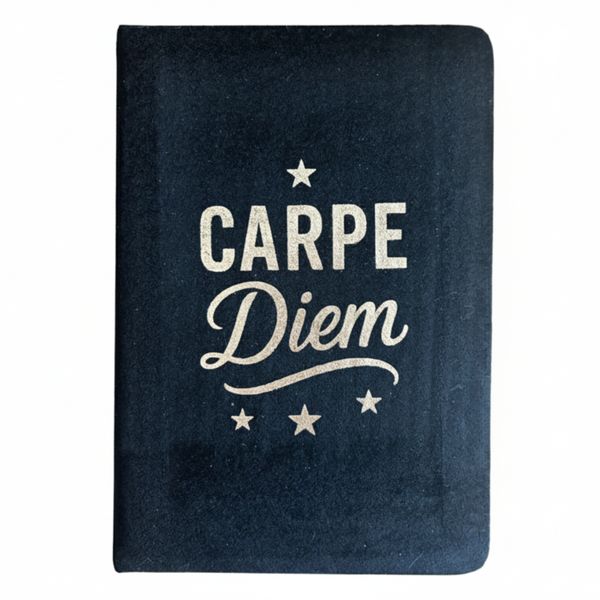 Sametový Zápisník - 80 stran - Carpe Diem - Černý