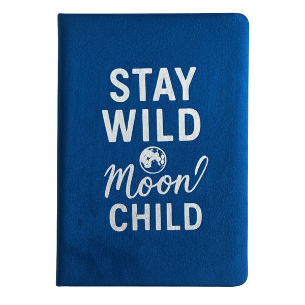 Sametový Zápisník - 80 stran - Stay Wild Moon Child - Tmavě Modrý
