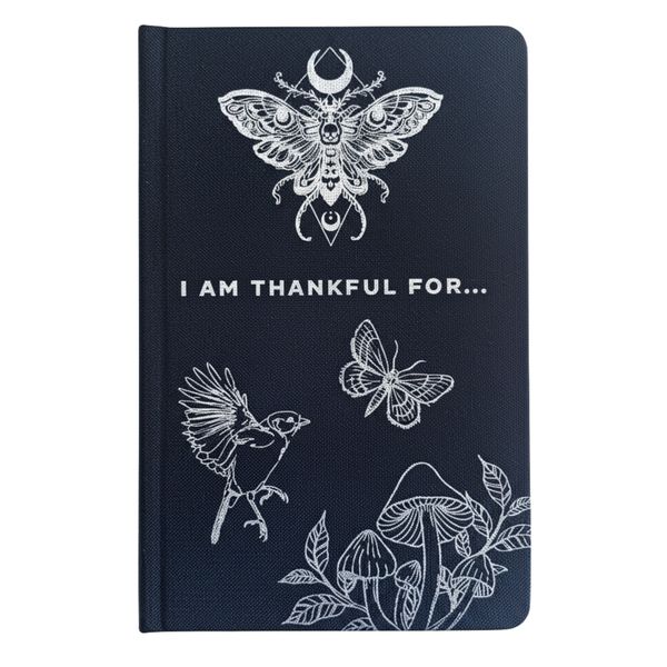 Černý Deník Vděčnosti - 120 stran - I am Thankful - Stříbrná Podšívka