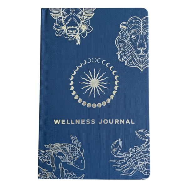 Modrý Wellness Zápisník - 120 stran - Stříbrné Symboly Zodiac
