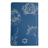 Modrý Wellness Zápisník - 120 stran - Stříbrné Symboly Zodiac