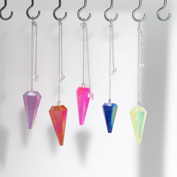 Šestistranné Kyvadlo - Aurora Crystal Modré - 4cm
