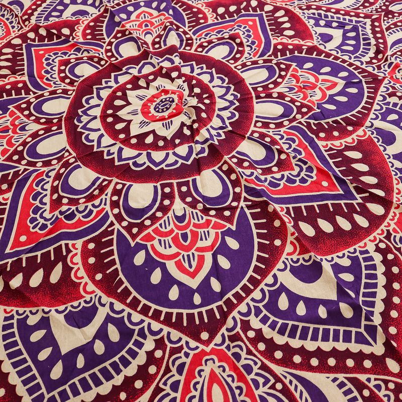 Velký Mandala Kruhový Nástěnný Závěs (180cm) - Růžová a Fialová