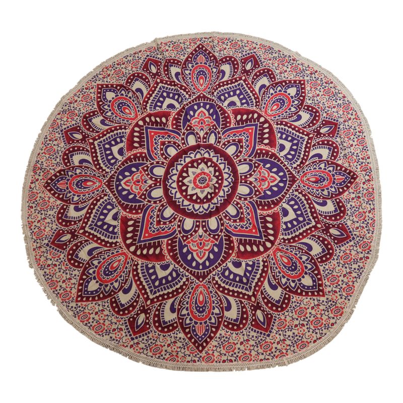 Velký Mandala Kruhový Nástěnný Závěs (180cm) - Růžová a Fialová