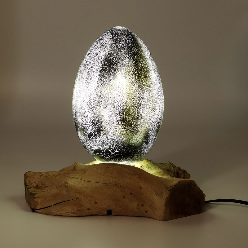 DriftGlow Lampa - Popraskané Lávové Vejce - Šedé