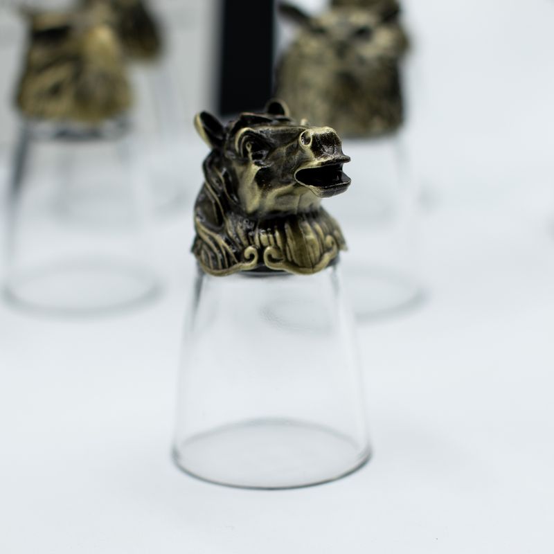 Dárková Sada 12 Panáků Bottom Up (25ml) - Lesní & Mystické Bytosti - Starožitný Bronz