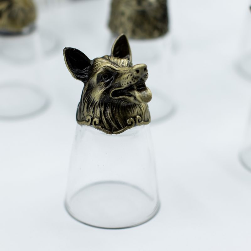 Dárková Sada 12 Panáků Bottom Up (25ml) - Lesní & Mystické Bytosti - Starožitný Bronz