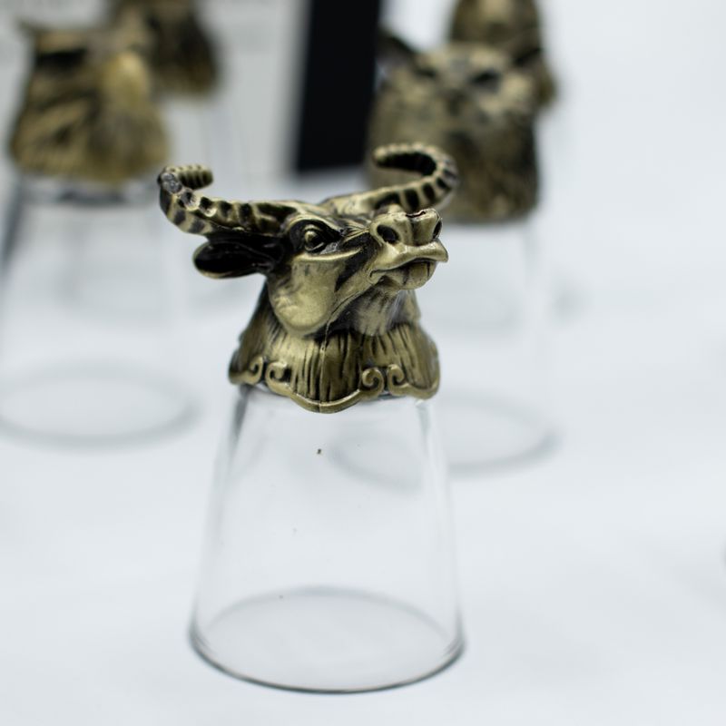 Dárková Sada 12 Panáků Bottom Up (25ml) - Lesní & Mystické Bytosti - Starožitný Bronz