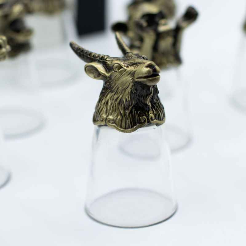 Dárková Sada 12 Panáků Bottom Up (25ml) - Bytosti Čínského Zvěrokruhu -  Starožitný Bronz